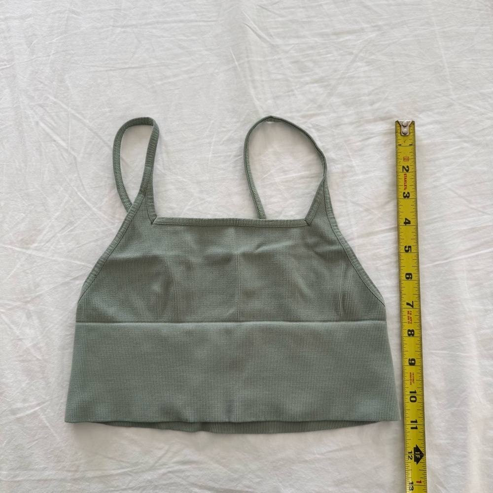 Free People Bundle - Spaghetti Straps Cropped Bra Tops Sage Green + Mauve Brown - Picture 6 of 12
